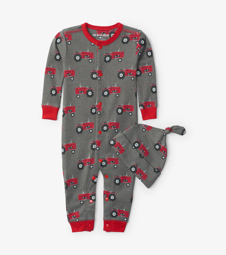 Farm Tractors Baby Coverall and Hat