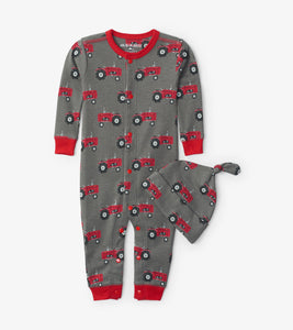 Farm Tractors Baby Coverall and Hat